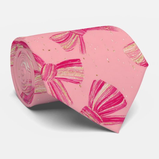 Coquette Pink Bow Stripe Seamless Pattern ネクタイ (ロール)