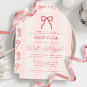 Coquette Pink Bow & Stripes Bat Mitzvah 招待状