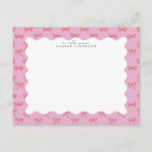 Coquette Pink Bow Wavy Border Note card 招待状 (正面)