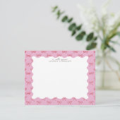 Coquette Pink Bow Wavy Border  Note card 招待状 (スタンド正面)