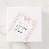 Coquette Pink Bow Wavy Stripe Girl Baby Shower フェイバータグ (インサイチュ)