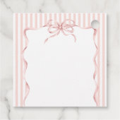 Coquette Pink Bow Wavy Stripe Girl Baby Shower フェイバータグ (裏面)