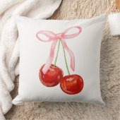 Coquette pink bow with cherry  クッション (ブランケット)