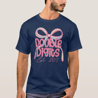 Coquette Pink Bowen Double Digits 10th Birthday Es Tシャツ