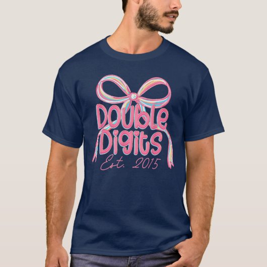Coquette Pink Bowen Double Digits 10th Birthday Es Tシャツ (正面)