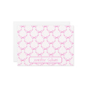 Coquette Pink Bows Striped Elegant Personalized  ノートカード (正面/裏面インサイチュ)
