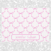 Coquette Pink Bows Striped Elegant Personalized  ノートカード