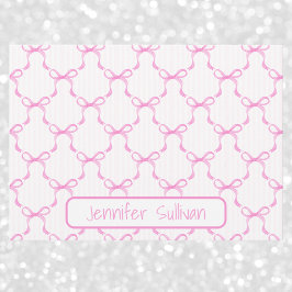 Coquette Pink Bows Striped Elegant Personalized  ノートカード