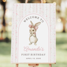 Coquette Pink Bunny 1st Birthday Welcome