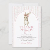 Coquette Pink Bunny Birthday Thank You Card サンキューカード (正面)