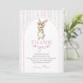 Coquette Pink Bunny Birthday Thank You Card サンキューカード (スタンド正面)