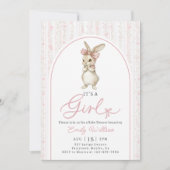 Coquette Pink Bunny Girl Baby Shower Invitation 招待状 (正面)