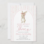 Coquette Pink Bunny Rabbit 3rd Birthday Invitation 招待状 (正面)
