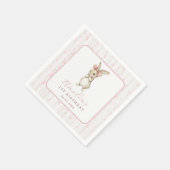 Coquette Pink Bunny Rabbit Birthday Napkins スタンダードカクテルナプキン (角)