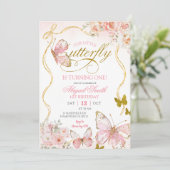 Coquette Pink Butterfly Birthday 招待状 (スタンド正面)