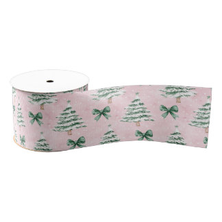 Coquette Pink Christmas Tree Grosgrain Ribbon グログランリボン