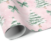 Coquette Pink Christmas Tree Wrapping Paper ラッピングペーパー (ロールコーナー)