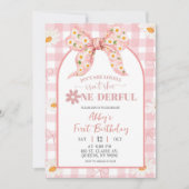 Coquette Pink Daisy Bow Birthday InvitatIon 招待状 (正面)