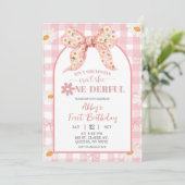 Coquette Pink Daisy Bow Birthday InvitatIon 招待状 (スタンド正面)