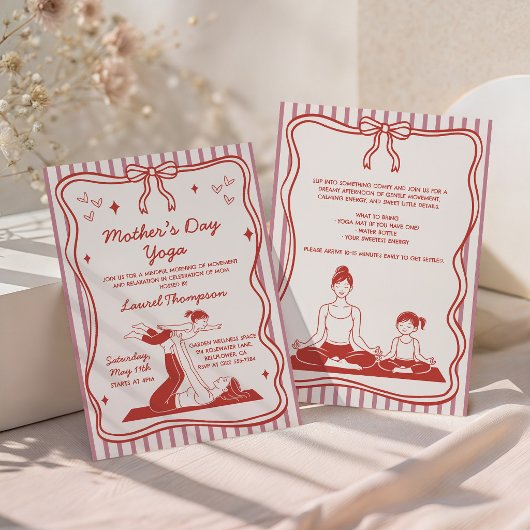 Coquette Pink Mother's Day Yoga Party 招待状