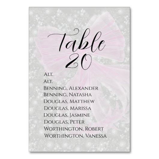 Coquette Pink Sheer bow - テーブルナンバー (正面)