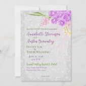 Coquette pink Sheer bow Bouquet Wedding Invitation 招待状 (正面)