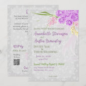 Coquette pink Sheer bow Bouquet Wedding Invitation 招待状 (正面/裏面)