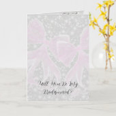 Coquette Pink Sheer Bow Will You Be My Bridesmaid  カード (黄色い花)
