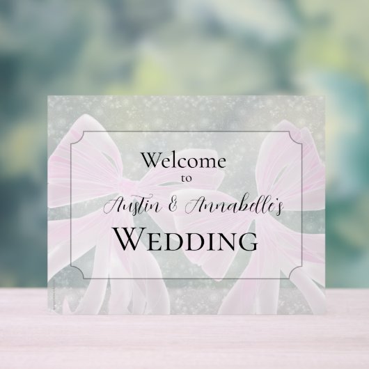 Coquette Pink sheer bows Wedding welcome sign アクリルサイン (ニュートラル)