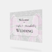 Coquette Pink sheer bows Wedding welcome sign アクリルサイン (傾斜)