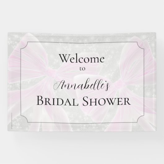Coquette Pink sheer bows Wedding welcome sign 横断幕 (横)