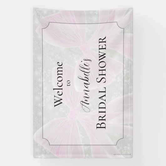 Coquette Pink sheer bows Wedding welcome sign 横断幕 (縦)