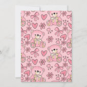 Coquette Pink Teddy Bear Seamless Pattern 招待状 (正面)