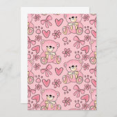 Coquette Pink Teddy Bear Seamless Pattern 招待状 (正面/裏面)