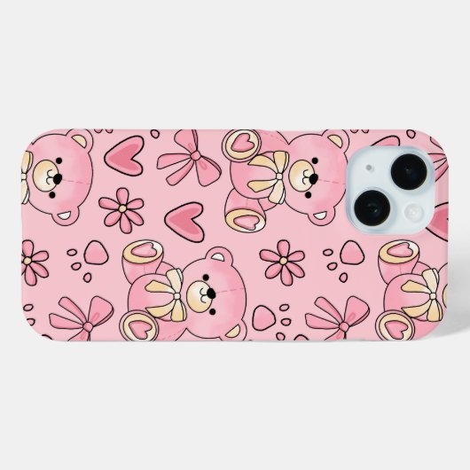 Coquette Pink Teddy Bear Seamless Pattern Case-Mate iPhoneケース (裏面 (横))