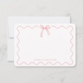 Coquette Pink Watercolor Bow Personalized Note ノートカード (正面)