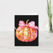Coquette Pumpkin Bow Disco Ball Cute Girly Hallowe カード (正面)