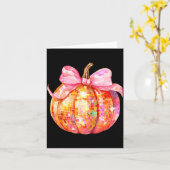 Coquette Pumpkin Bow Disco Ball Cute Girly Hallowe カード (黄色い花)