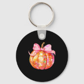 Coquette Pumpkin Bow Disco Ball Cute Girly Hallowe キーホルダー (正面)