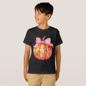 Coquette Pumpkin Bow Disco Ball Cute Girly Hallowe Tシャツ (正面フル)