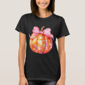 Coquette Pumpkin Bow Disco Ball Cute Girly Hallowe Tシャツ (正面)