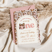 Coquette Pumpkin Gingham Fall Floral 1st Birthday 招待状