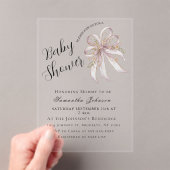 Coquette purple bow baby shower アクリル招待状 (インサイチュ (ポータブル))