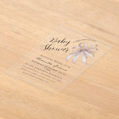 Coquette purple bow baby shower アクリル招待状 (レイダウン)