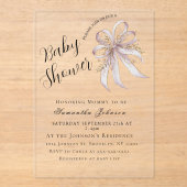 Coquette purple bow baby shower アクリル招待状 (正面)