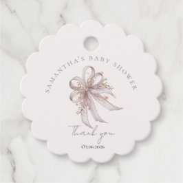 Coquette purple bow baby shower  フェイバータグ