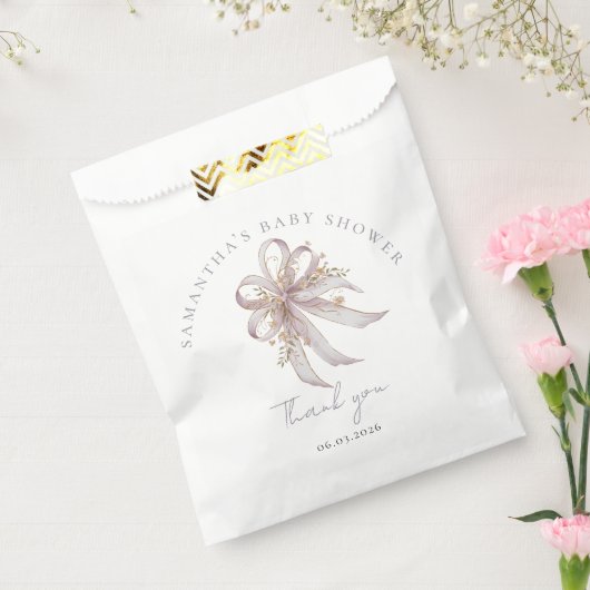 Coquette purple bow baby shower  フェイバーバッグ (封をした状態)