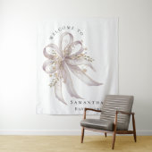 Coquette purple bow baby shower Backdrop タペストリー (インサイチュ)