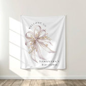 Coquette purple bow baby shower Backdrop タペストリー