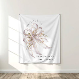 Coquette purple bow baby shower Backdrop タペストリー